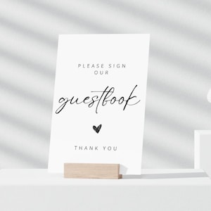 Wedding Guestbook Sign Template, Please Sign Our Guestbook Sign, Boho Wedding, Sign Our Guest Book, Modern Minimalist Wedding Sign