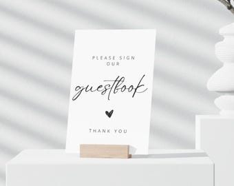Mall för bröllopsgästbok, Vänligen skriv i vår gästbok, Boho bröllop, Skriv i vår gästbok, Modern minimalistisk bröllopsskylt