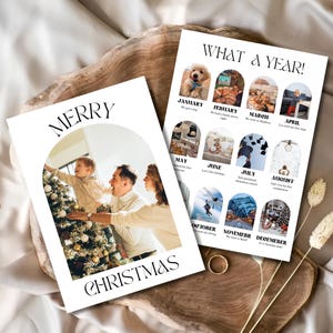 Year in Review Christmas Card Template, What A Year Card Photo Collage, Printable Arch Holiday Card Template, Holiday Newsletter, Photo Card