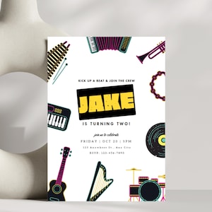 Music Birthday Invitation, Musical Instruments Invitation, Music Party, Sing and Dance, Editable Digital Template, INSTANT DOWNLOAD