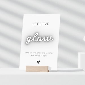 Glow Stick Wedding Sign, Light Up The Dance Floor Sign, Let Love Glow Sign, Canva Editable Template, Download