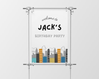 Superhero Birthday Welcome Sign, Modern Superhero Birthday, Superhero Decorations, Editable Template, INSTANT DOWNLOAD