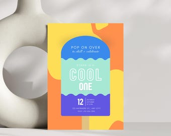 Editable Ice Cream Birthday Invitation, Summer Invite, Here's the Scoop Cone, Pastels, Printable, Digital Template, Instant Download