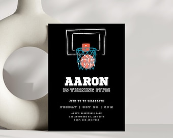 Modern Basketball Invite,  Birthday Invitation Template, Minimalistic Basketball Party, Birthday Invitation, INSTANT DOWNLOAD