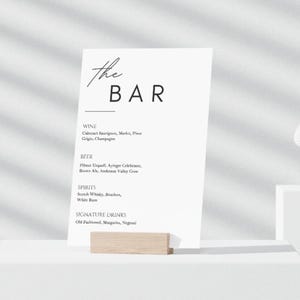 Modern Wedding Bar Menu Template, Minimalist Bar Menu Wedding Sign, Wedding Drink Sign Printable, Editable Download, The Bar Sign