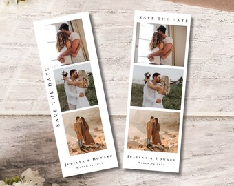 Save the Date Photo Booth Strip Template, Minimalist Wedding Photo Booth Overlay, Photo Booth Frame, 100% Editable Text, Canva Template