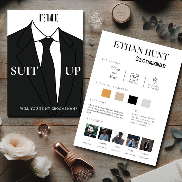 Will You Be My Bestman Card, Groomsmen Gifts, Proposal, Suit Up Card, Vertical Groomsman Card, Groomsman Gift Boxes, Best Man Card, Digital