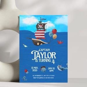 Modèle d'invitation d'anniversaire pirates, Ahoy Matey, carte au trésor, modèle d'invitation numérique, invitation modifiable, téléchargement immédiat