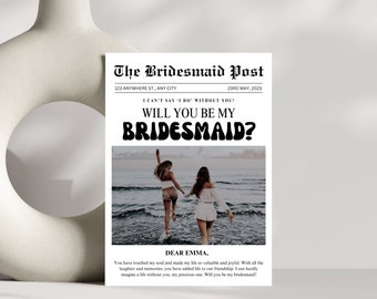 Brautjungfer Vorschlag Karte, Zeitung Brautjungfer Vorschlag, Trauzeugin Vorschlag Karte, Brautjungfer Info Karte, Willst du meine Brautjungfer sein Karte