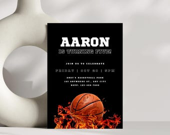 Modern Basketball Invite,  Birthday Invitation Template, Minimalistic Basketball Party, Birthday Invitation, INSTANT DOWNLOAD