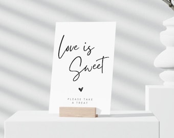 Love is Sweet Please Take A Treat Sign, Modern Minimalist Wedding Sign, Minimalist Love is Sweet, Printable Dessert Table Sign
