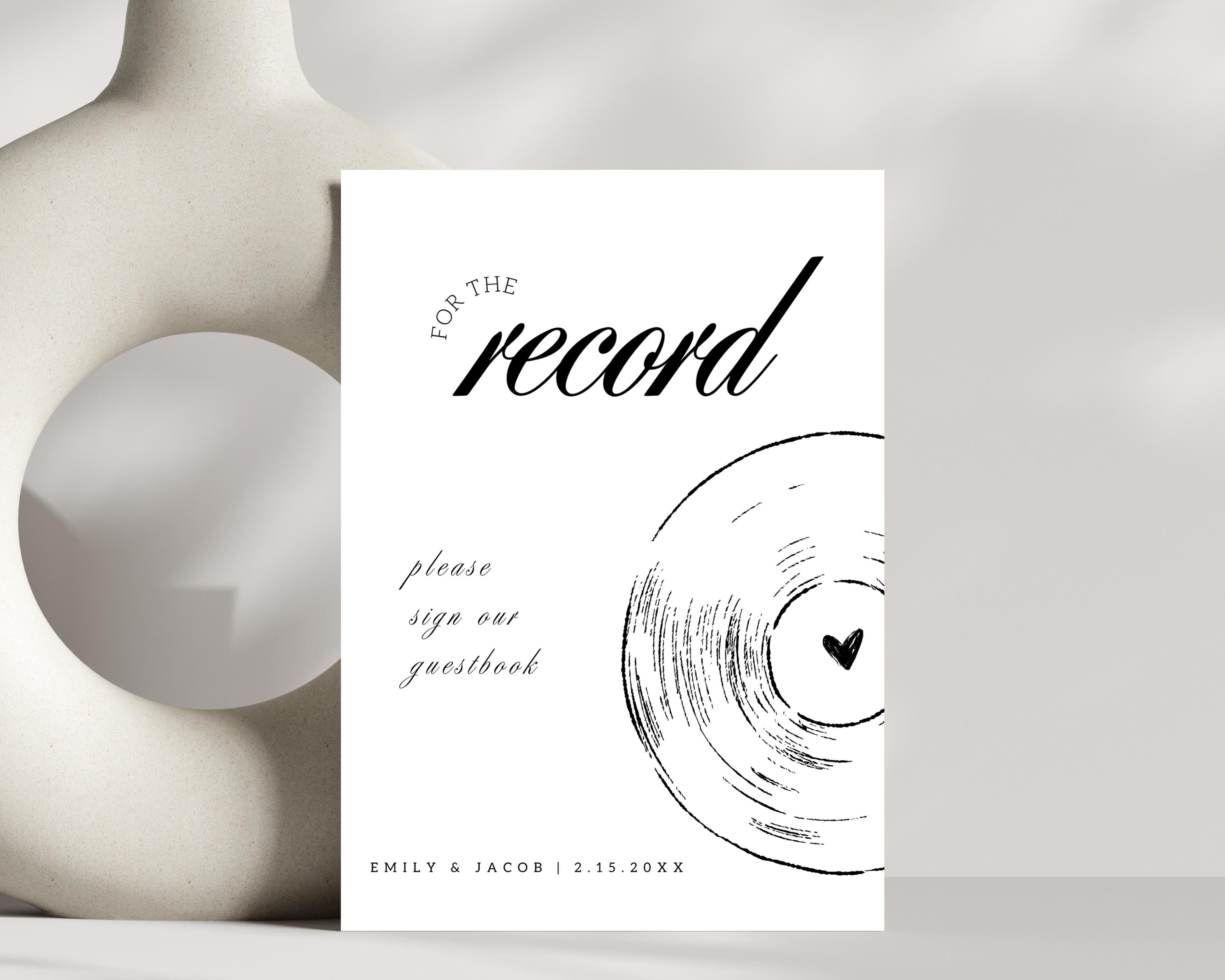 Per la registrazione firma il nostro libro degli ospiti, cartello minimalista per matrimonio, libro degli ospiti per matrimonio da record, modello di cartello per libro degli ospiti per matrimonio, Canva, 5x7, 4x6