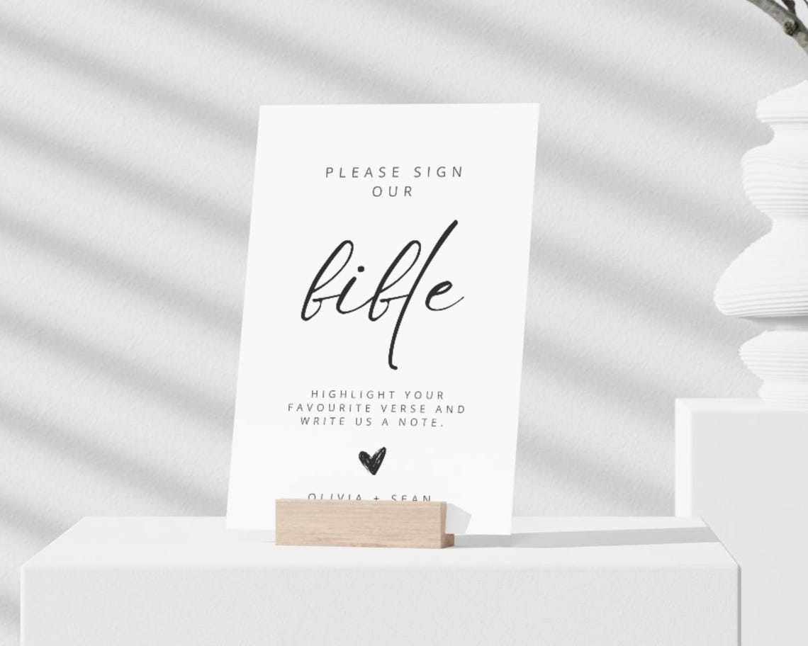 Please Sign Bible Guestbook Sign, Minimalist Wedding Guestbook, Modern ...