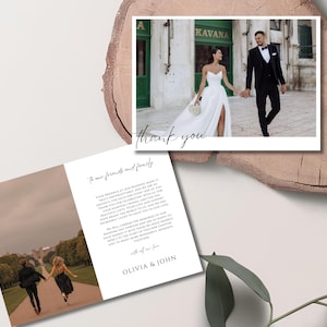 Modern Wedding Thank You Cards Template, Minimalist Wedding Thank You Cards with Photo, Boho Wedding Thank You Photo, Photo Thank You Card