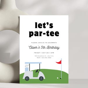 Golf Birthday Invitation, Let&#39;s Partee, Golf Par-Tee Invite, Hole-in-One Golf Party Invitations,  Birthday Invitation, Editable Template