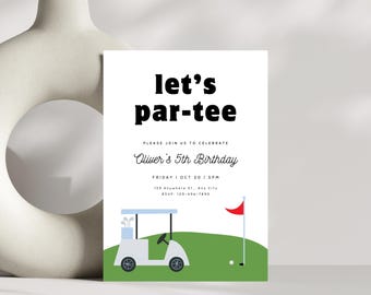 Golf Birthday Invitation, Let's Partee, Golf Par-Tee Invite, Hole-in-One Golf Party Invitations,  Birthday Invitation, Editable Template