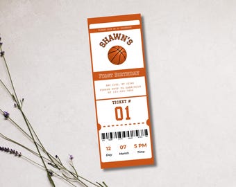 Basketball Ticket Birthday Invitation Template, Modern Basketball Invite, Boy Birthday Party, DIY Editable Digital Template Sports Ticket