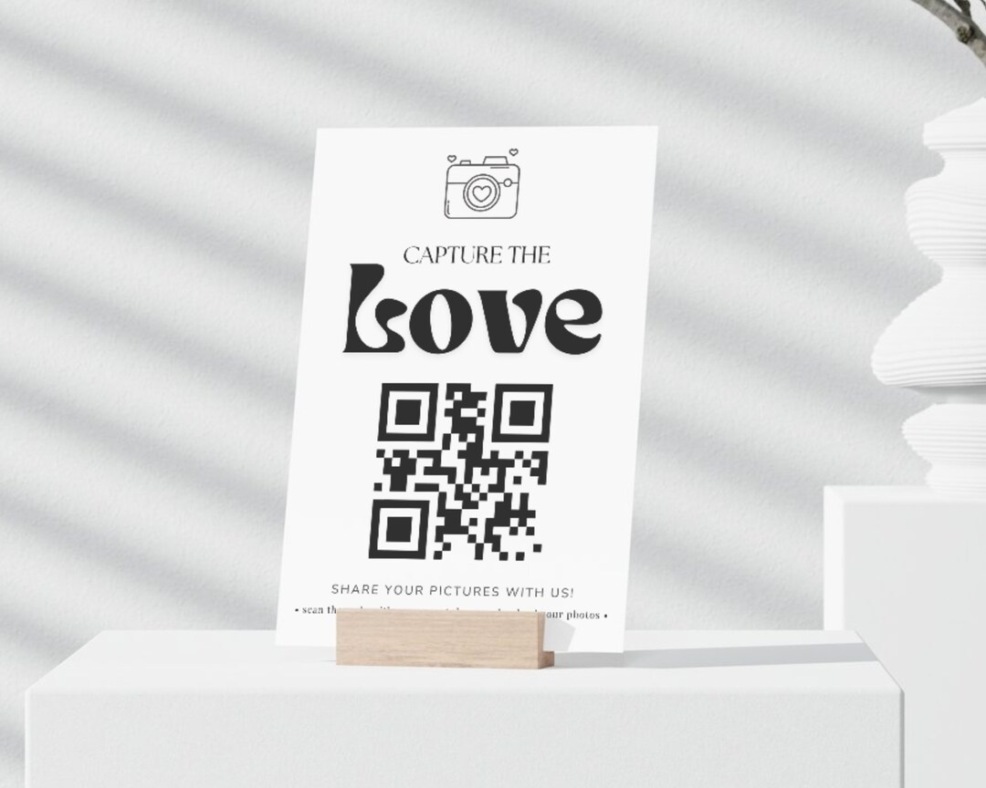 Customizable Wedding Photo Sharing Sign, Capture the Love Wedding QR ...