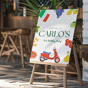 Italian Welcome Sign Italian Themed Birthday Party Italy Theme Vespa Italian Food Pizza Editable Invitation Template
