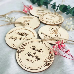 Thank You Wedding Favors, Personalized Wooden Coaster, Custom Engraved Wedding Gift, Wedding Favor Magnet, Rustic Wedding Party Favors
