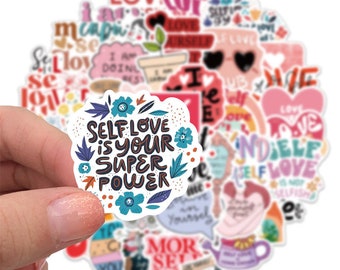 10-50pcs Assorted Inspire Self Care Stickers - Self Love - Laptop, Water Bottle, Stationery, Luggage - Waterproof Vinyl