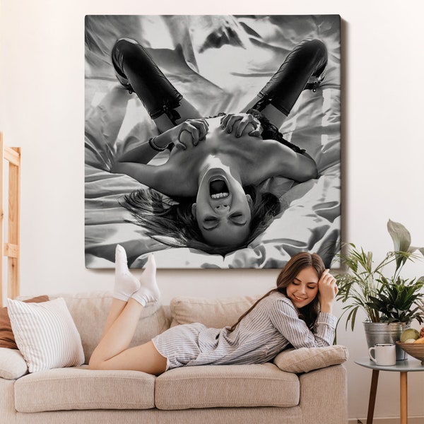 Naakte vrouw schreeuwen zwart-wit muur poster, naakte vrouw canvas