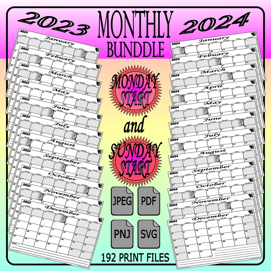 Printable 2023 2024 Monthly Calendars A4 8 5 X Etsy printable-2023-2024-monthly-calendars-a4-8-5-x-etsy