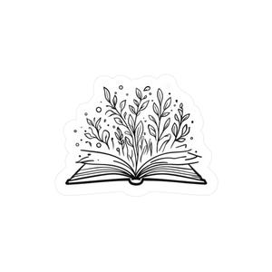 Naklejki winylowe Botanical Book, Naklejki inspirowane naturą, Naklejki z roślinami, Prezent dla miłośników książek, Minimalistyczny wystrój domu