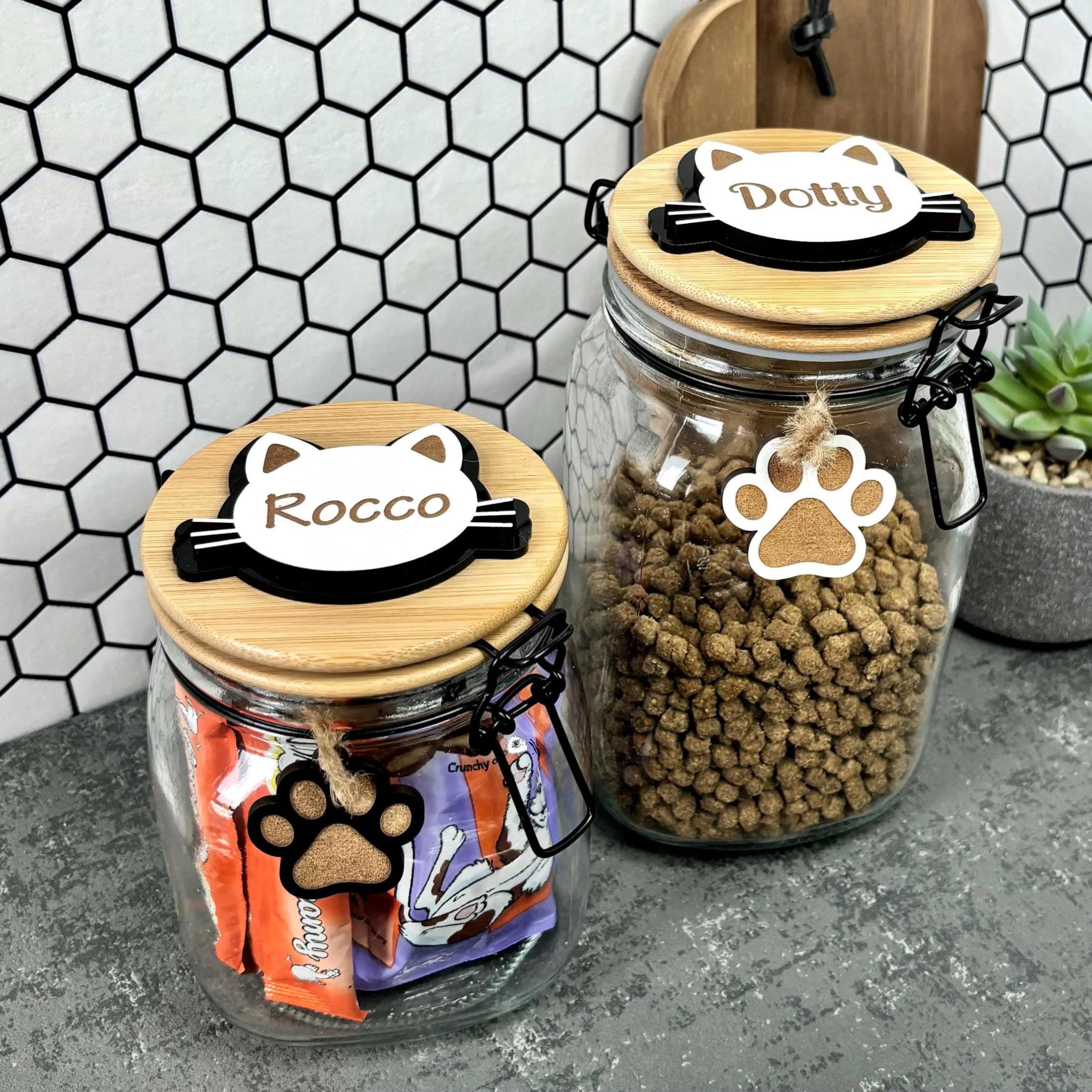 Personalised Cat Treat Glass Storage Jar, Engraved Pet Gift, Gift, Treat, Cat Gift, Cat Toys, Pet Accessories, Personalised, Pet, Cat