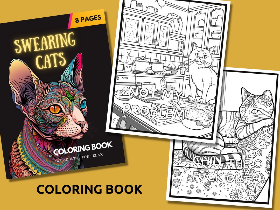 Swearing Cats Adult Coloring Book Digital Download and - Etsy Australia