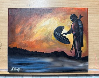 De Mandalorian en kind 8 "x 10" canvas fanart