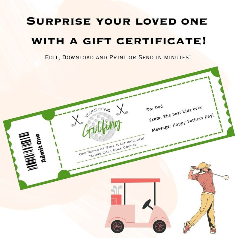 Editable Golf Voucher Etsy