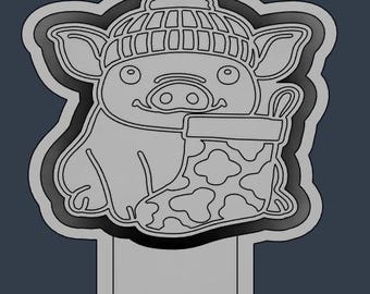 Holiday Pig 3D Print Freshie Mold Housing STL file