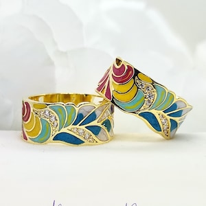Unique Statement Ring Enamel Ring Unisex Birthday Gift Boho Ring Ideas