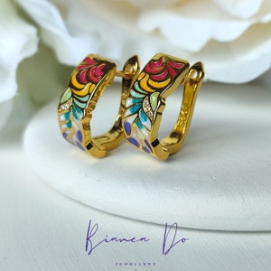 Elegant Unique Enamel Statement Earrings | Colourful Personality Earrings | Handmade Earrings | Birthday Gift Earrings Ideas