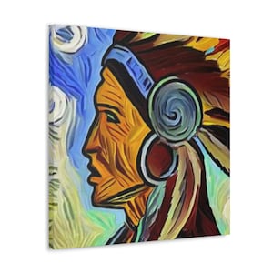 American Indian Wall Hanging 3 | wall art | wall hanging | wrapped canvas | ready to hang | small medium and large sizes | 24 x 24 square