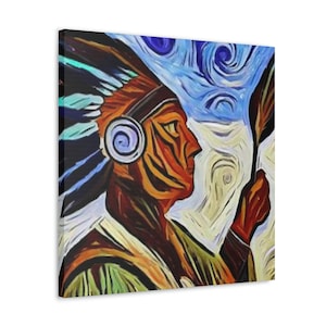 American Indian Wall Hanging 1 | wall art | wall hanging | wrapped canvas | ready to hang | small medium and large sizes | 24 x 24 square