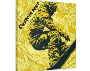 Snowboarder wall art | custom wall hanging | great gift | wrapped canvas, ready to hang | yellow, gold colors | small, medium, large sizes