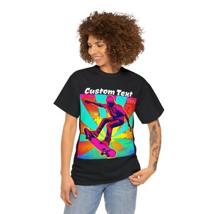 Skateboarder T-shirt with custom text | boyfriend gift | gift for son or daughter | skateboarding lovers | personalized Unisex Cotton Tee