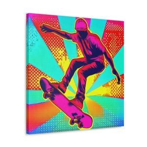 Skateboarder wall art | gift for skateboarding lovers | birthday gift | wrapped canvas, ready to hang | small, medium, large sizes