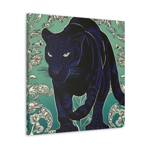Black Panther wall art | wall hanging | wrapped canvas in small, medium, large sizes | ready to hang | great gift for wildlife lovers