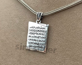 Pendentif Ayatul Kursi en argent sterling 925, collier de prière Ayatul Kursi