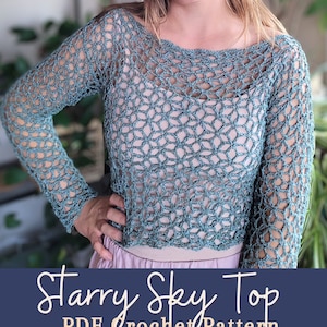 Starry Sky Top Crochet Pattern, Crochet Summer Top Pattern, Instant Download, Beginner Crochet Top Pattern, Wearable Project, PDF image 1
