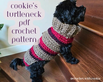 DIGITAL Cookie's Turtleneck Doggie Sweater Crochet Pattern, Crochet Dog Sweater Pattern, Instant Download, Beginner Crochet Pattern, PDF