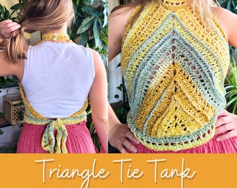 Triangle Tie Tank Crochet Pattern, Digital Download Crochet Pattern, Instant Download, Beginner Crochet Top Pattern, Wearable Project, PDF