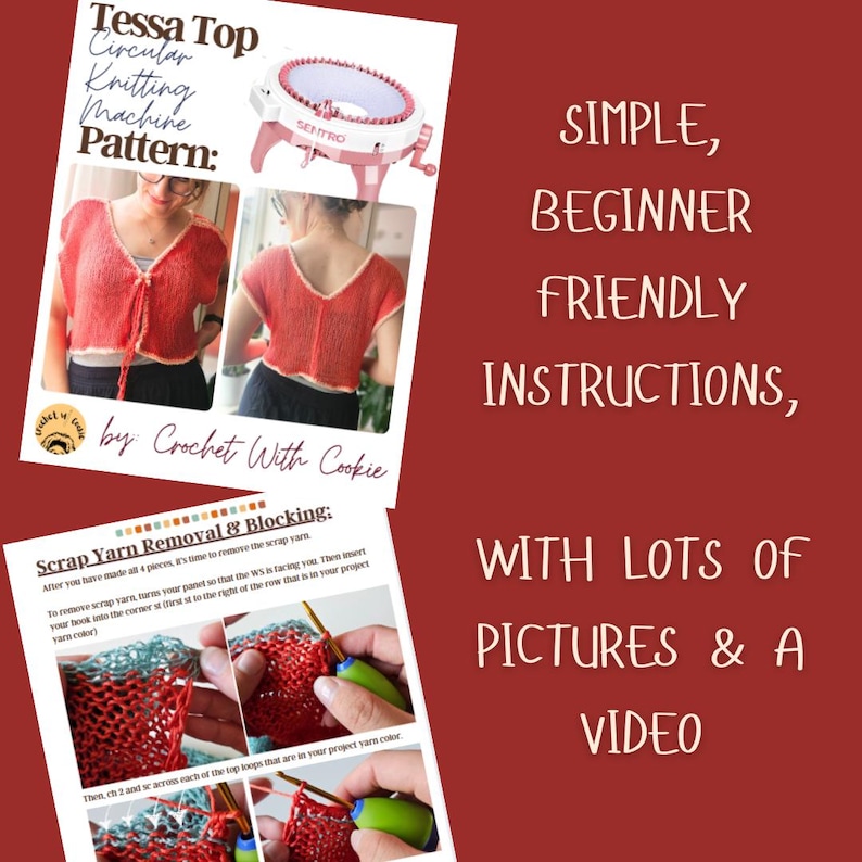 Tessa Top Circular Knitting Machine Pattern PDF, Easy Beginner Sentro ...