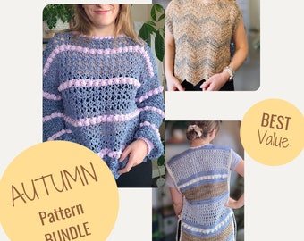 Fall Crochet Pattern Bundle: Top, Jumper, Cardigan (PDF)