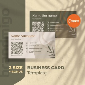 Sjabloon boho-visitekaartje Canva QR-code, bewerkbaar boho-ontwerp met licht en donker, afdrukbaar artistiek visitekaartje