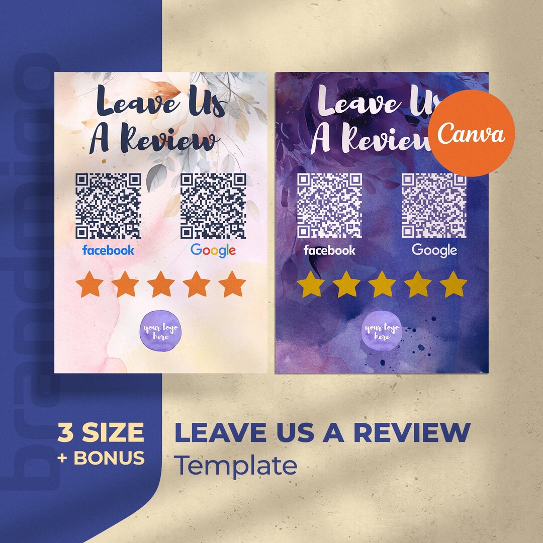 Leave Us Review Template Canva | Google Review QR Code Sign | Facebook ...