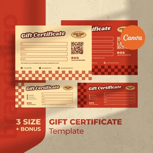 Modèle de chèque-cadeau rétro, carte-cadeau modifiable, bon Groovy des années 70 modifiable, design original imprimable pour boutique de petite entreprise